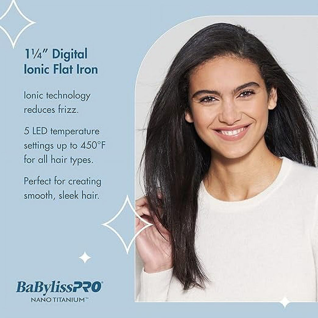 BaBylissPRO Nano Titanium 1 1/4" Ionic Flat Iron Hair Straightener