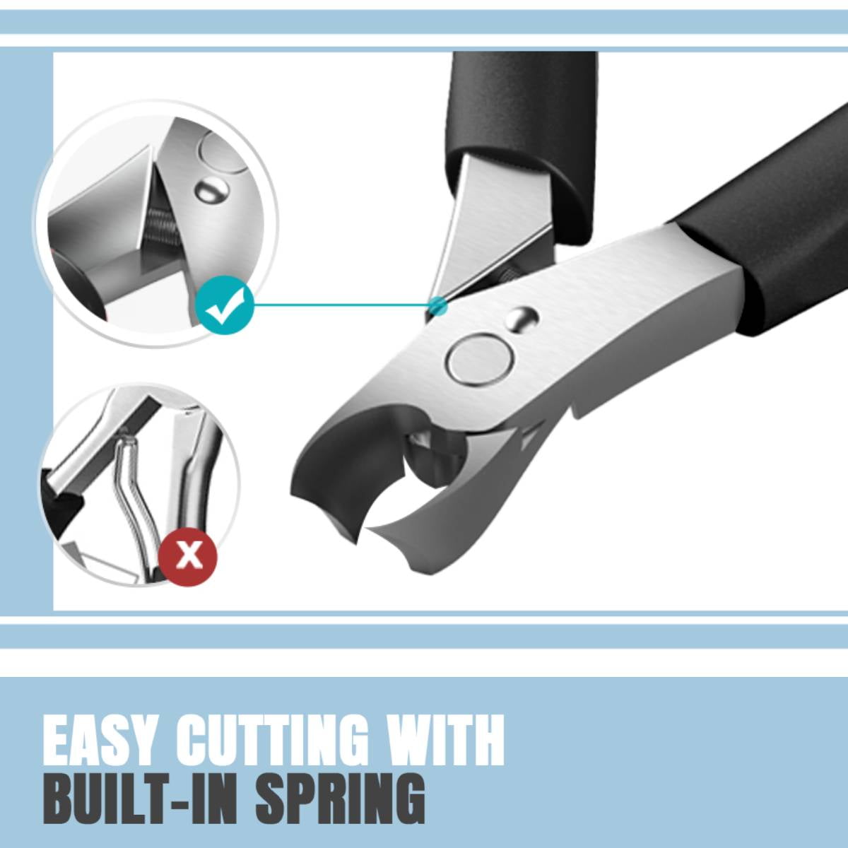 Toenail Clippers for Thick Nails - Heavy Duty Professional Thick & Ingrown Toe Nail Clipper for Men & Elderly, Large Toenail Scissors for Seniors/Mens/Women,Long Handle Safety Strong RONAVO(Black)