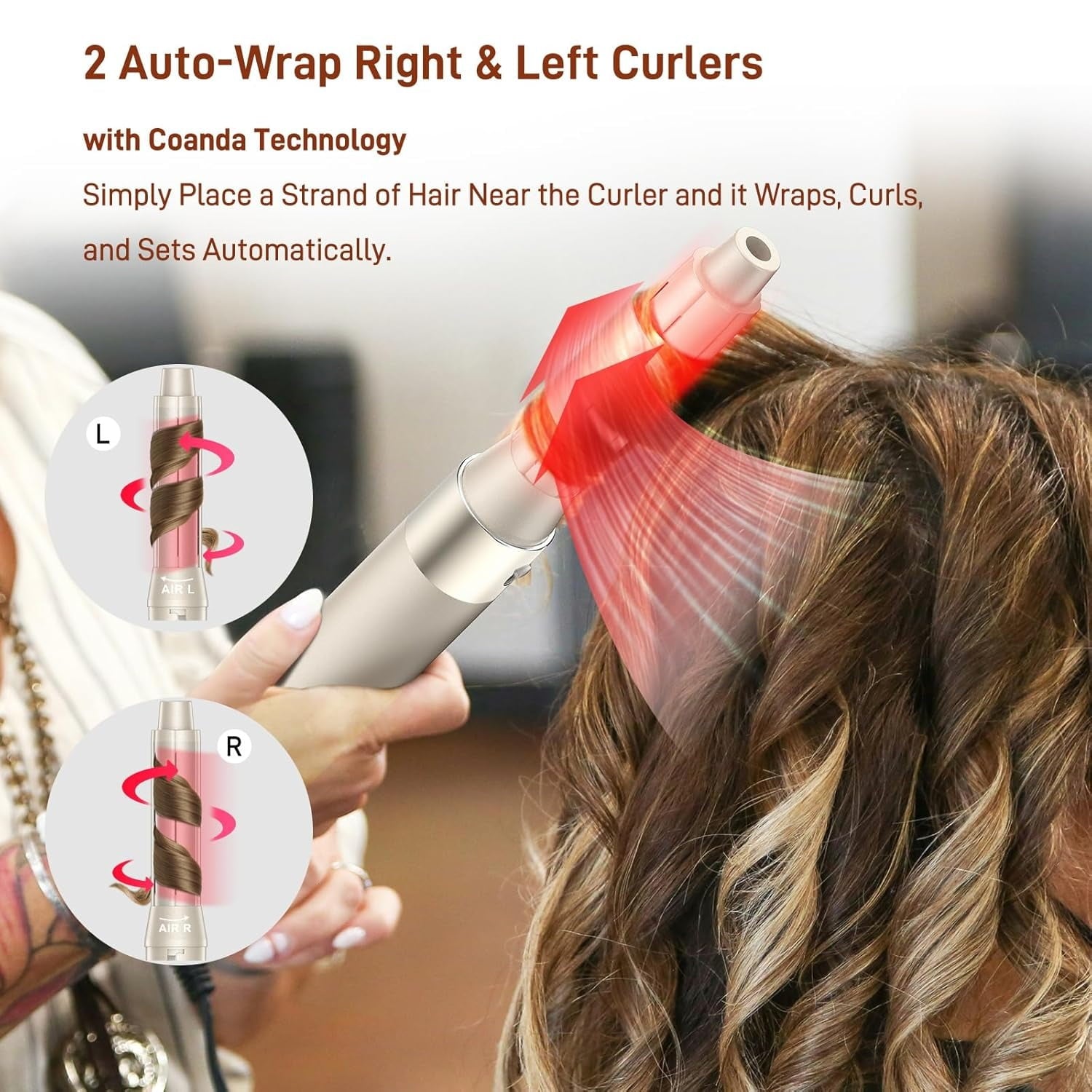 RACCOMB 5-in-1 Hot Air Styler, Hair Dryer & Styler with Negative Ion Technology, Frizz-Free Hair Styler Tool for Curling, Volumizing, Smoothing, No Heat Damage