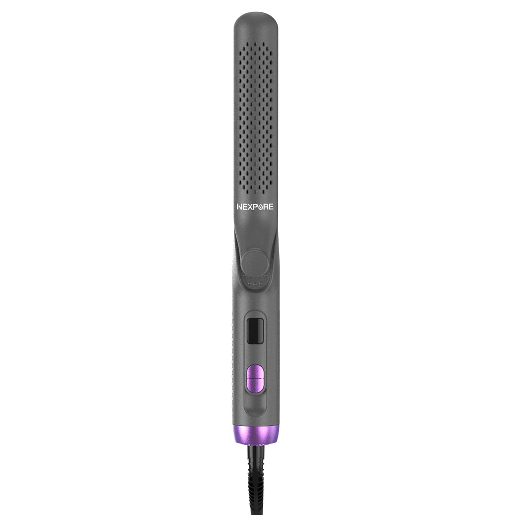 NEXPURE Airflow Styler Curling Iron, Flat Iron Hair Straightener and Curler 2 in 1, Ionic Curling Wand with 360°Cool Air Lock in Style,5 Temps & Anti-Scald, Purple