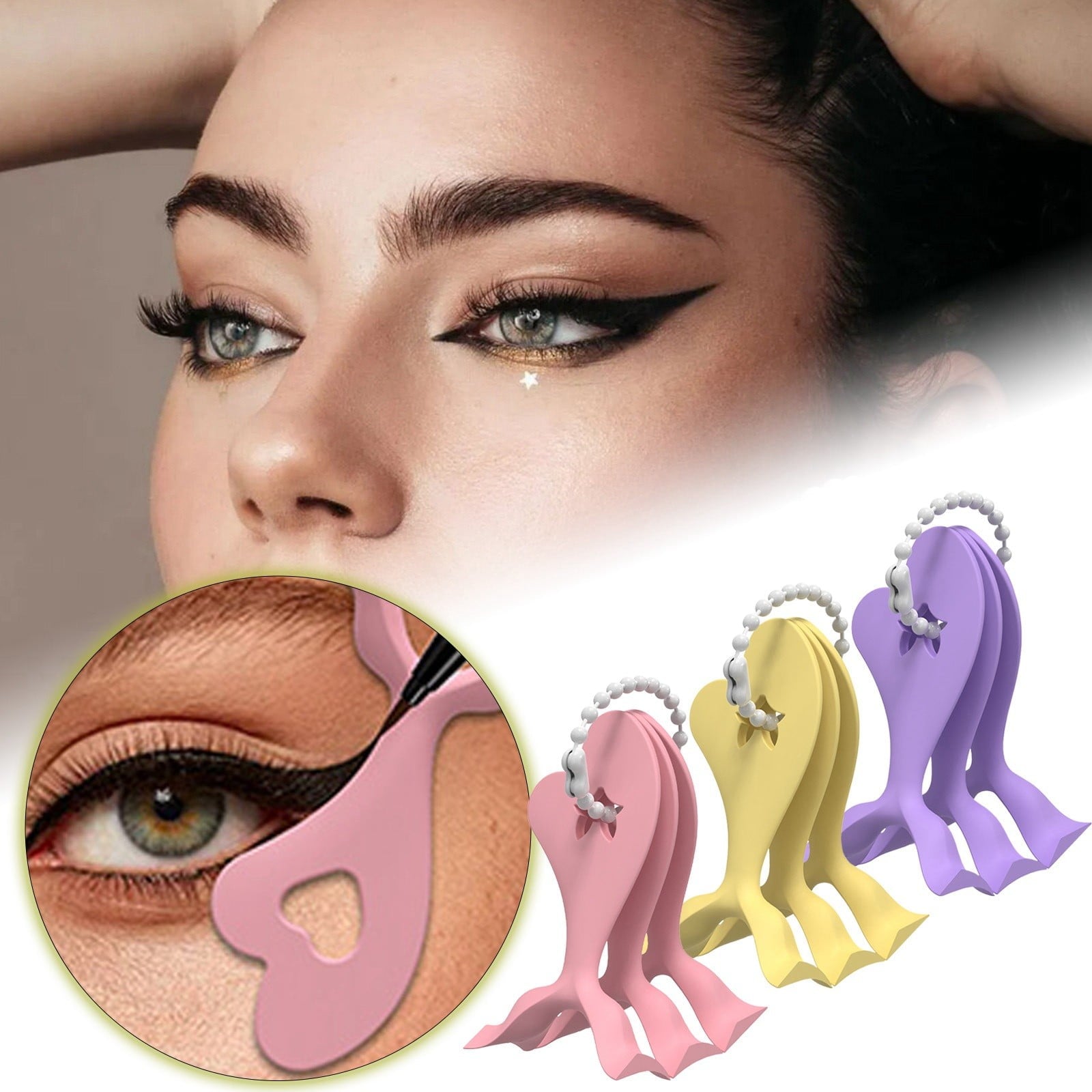 Eye Makeup Aid Tool Multifunctional Beauty Stamp Gadget for Effortless Winged Silicone Applicator Lazy Card Makeup Helper