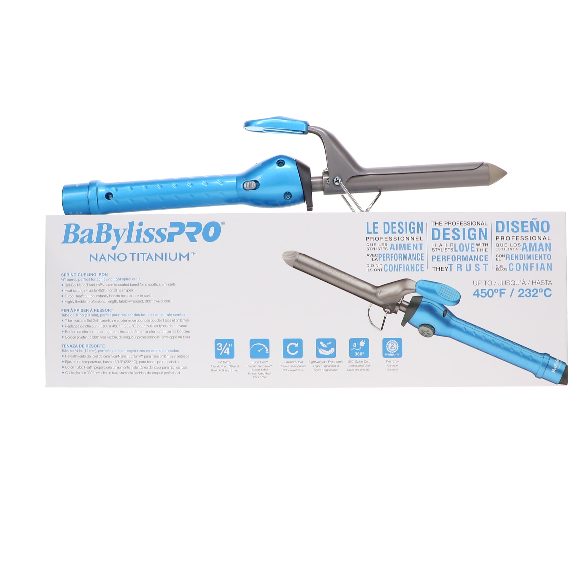 BaBylissPRO Nano Titanium Spring 3/4" Curling Iron