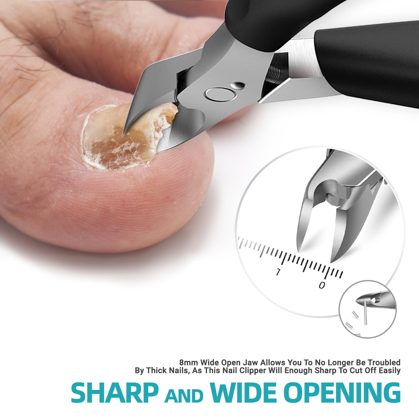 Toenail Clippers for Thick Nails - Heavy Duty Professional Thick & Ingrown Toe Nail Clipper for Men & Elderly, Large Toenail Scissors for Seniors/Mens/Women,Long Handle Safety Strong RONAVO(Black)