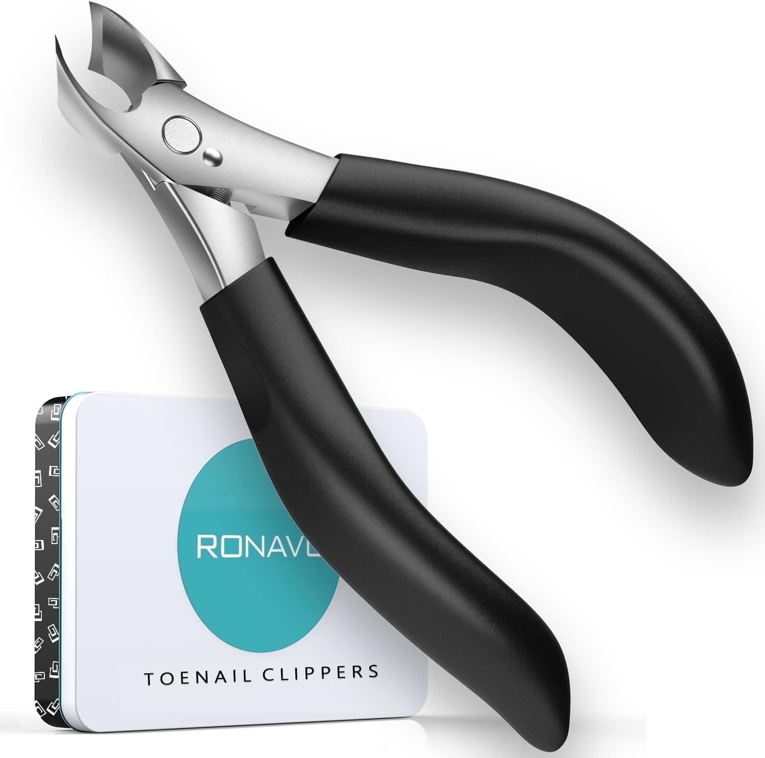 Toenail Clippers for Thick Nails - Heavy Duty Professional Thick & Ingrown Toe Nail Clipper for Men & Elderly, Large Toenail Scissors for Seniors/Mens/Women,Long Handle Safety Strong RONAVO(Black)