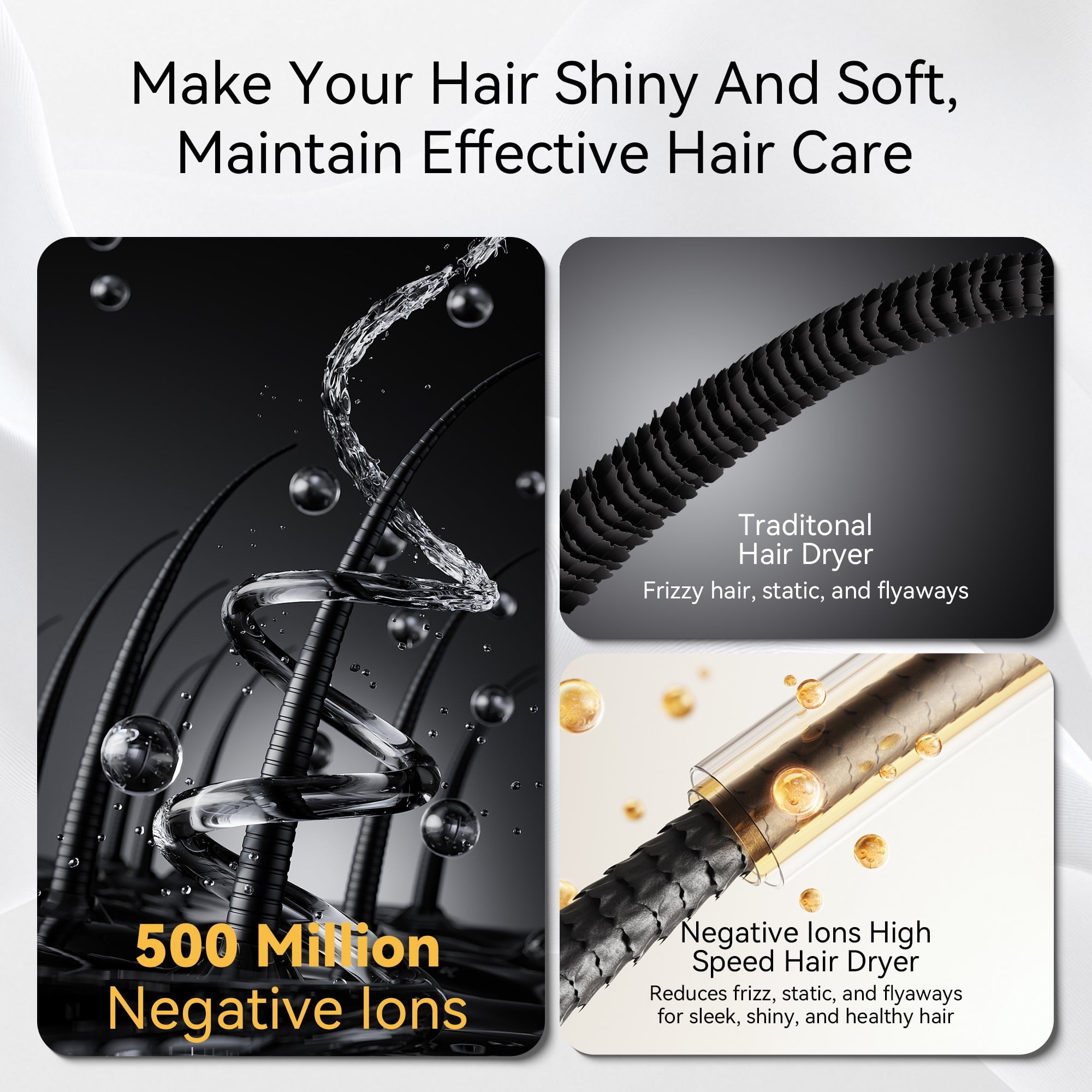 PhiloDeco Hair Dryer for Women, 110000 RPM Professional Ionic Hair Dryer with 500 Million Negative Ions, Fast-Drying, Hair Dryer with Diffuser & Nozzle, Lightweight Blow Dryer for Travel