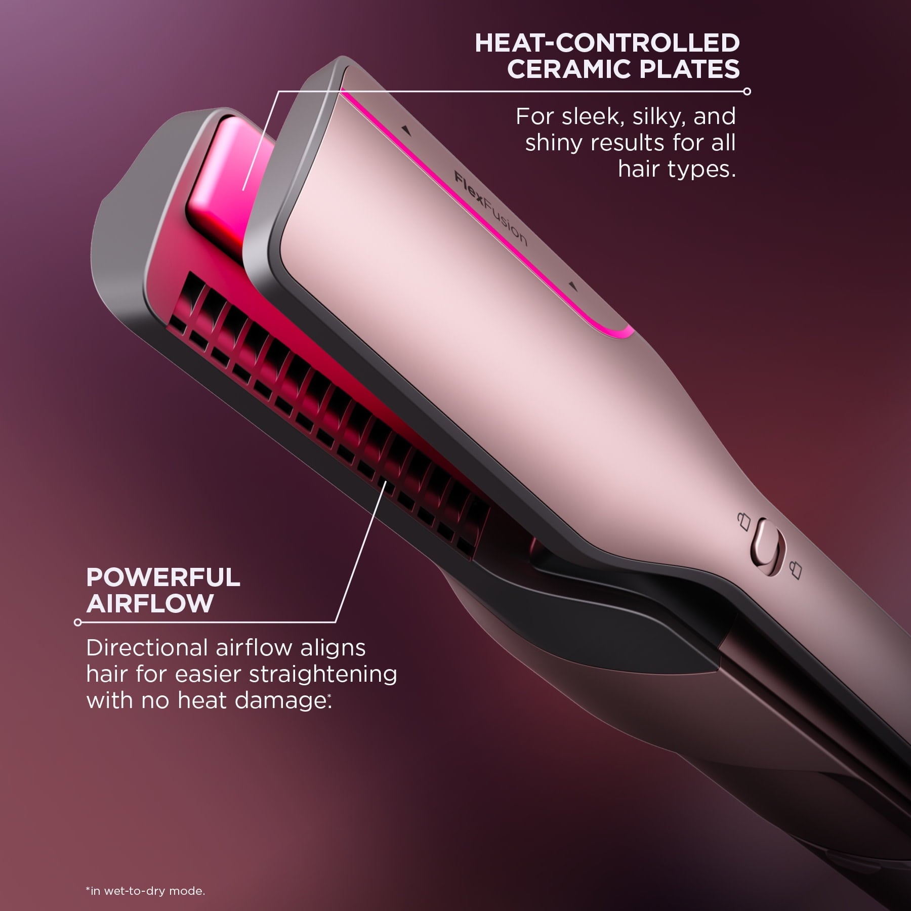 Shark FlexFusion Air & Ceramic System with Air Straightener, Metallic Mist HD641S