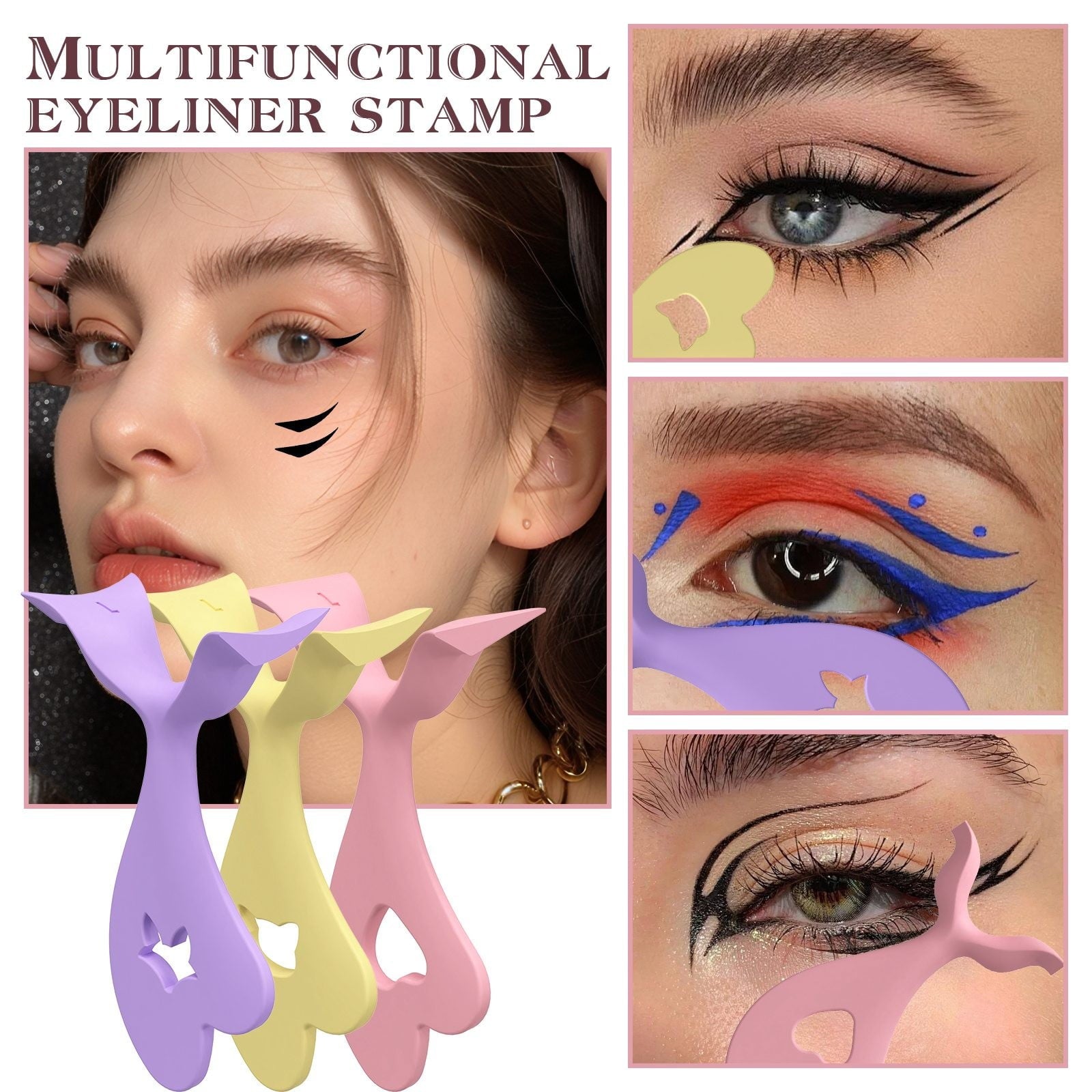 Eye Makeup Aid Tool Multifunctional Beauty Stamp Gadget for Effortless Winged Silicone Applicator Lazy Card Makeup Helper