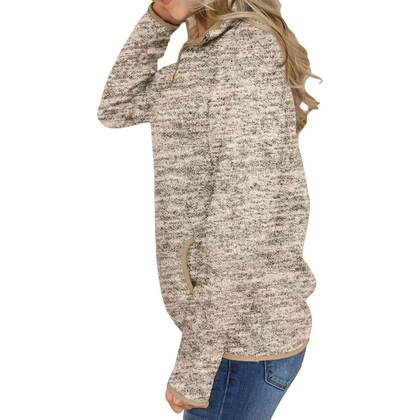 Women Casual Long Sleeve Stand Collar with Pockets